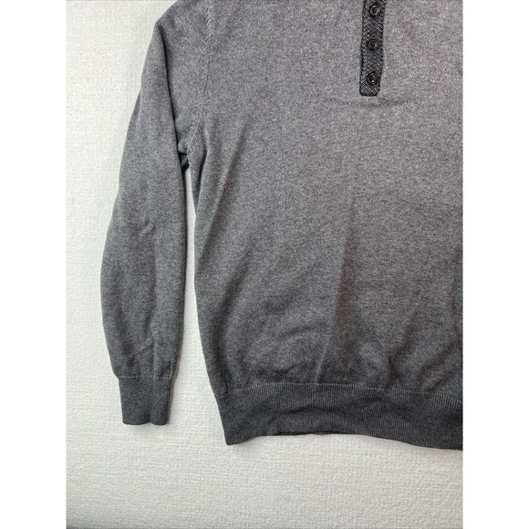 Enro Henley Style Sweater Cotton Cashmere Blend Mens Size Medium Gray - Picture 3 of 15
